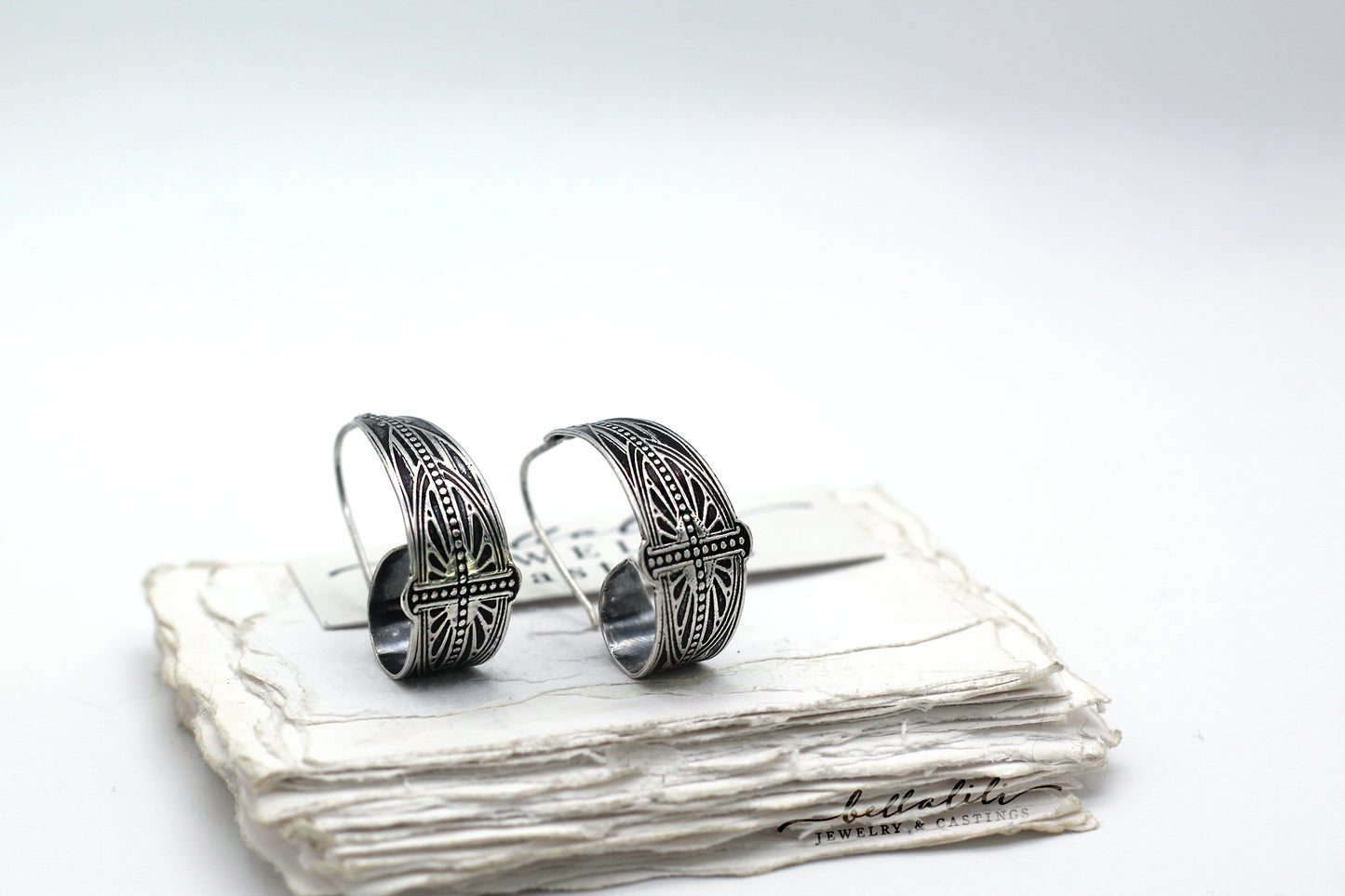 MTO Art Deco Scroll Hoops Sterling Silver