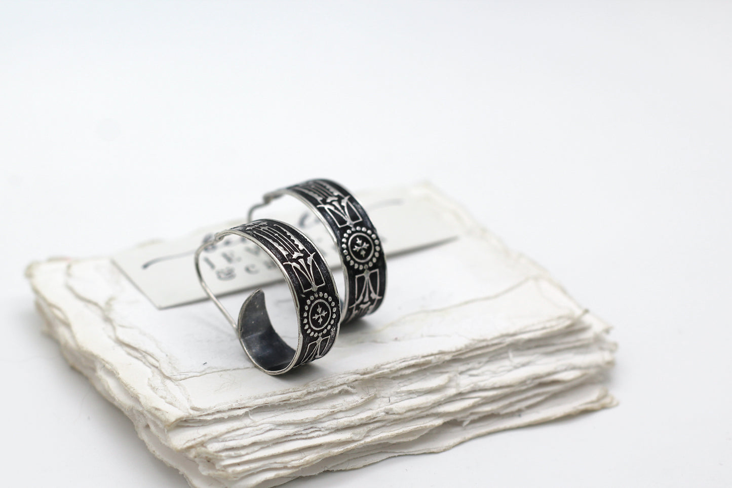 Art Nouveau Scroll Hoops Sterling Silver