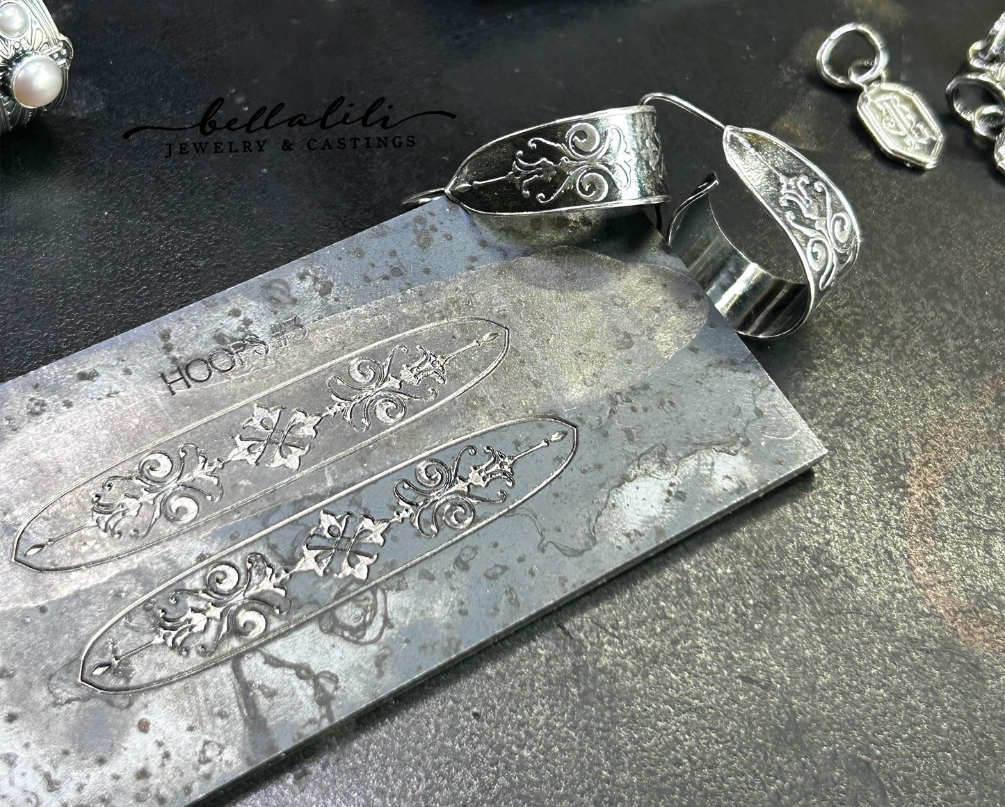 Art Nouveau Scroll Hoops Sterling Silver