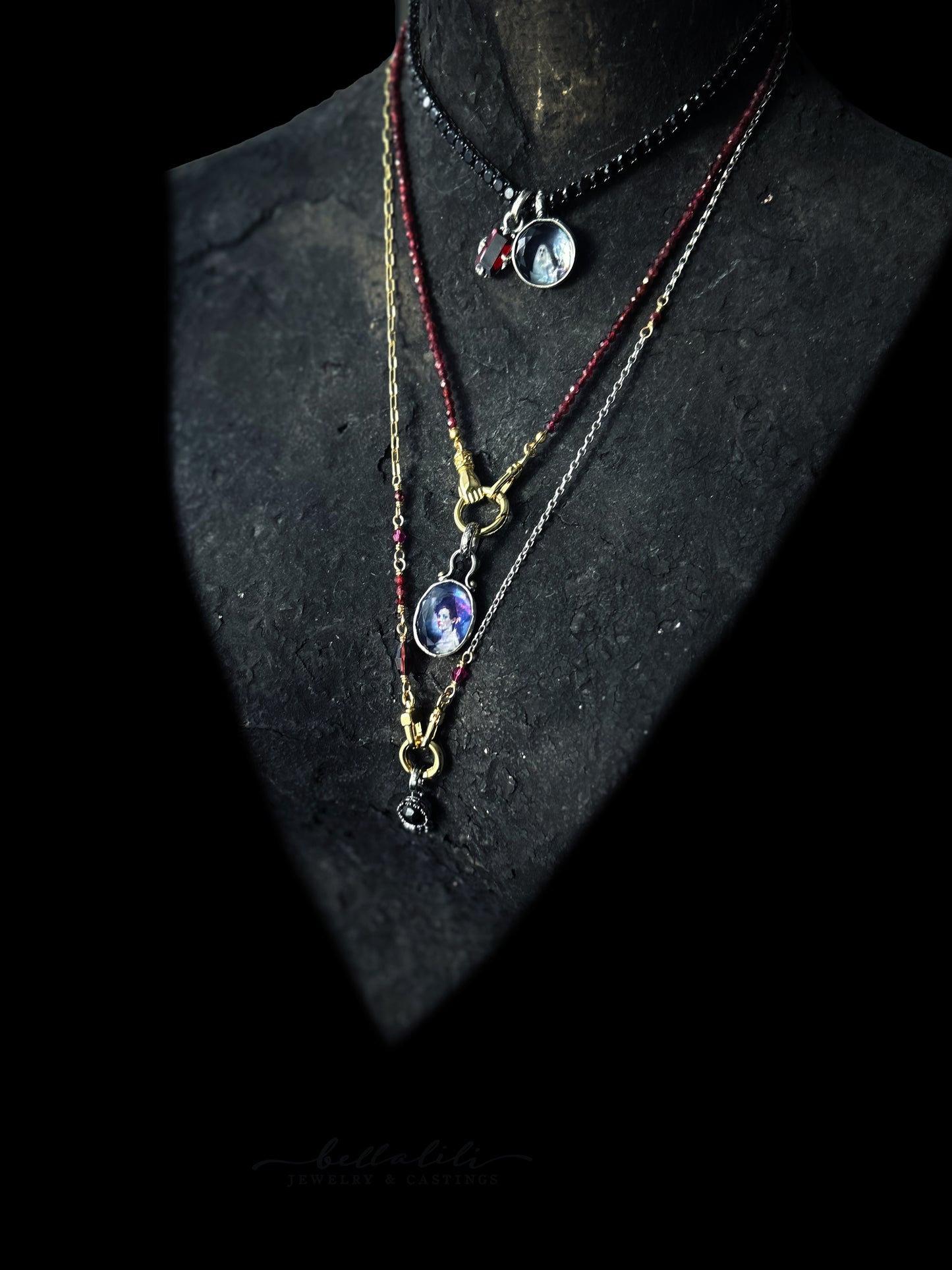 Garnet Baguette Charms in Sterling Silver