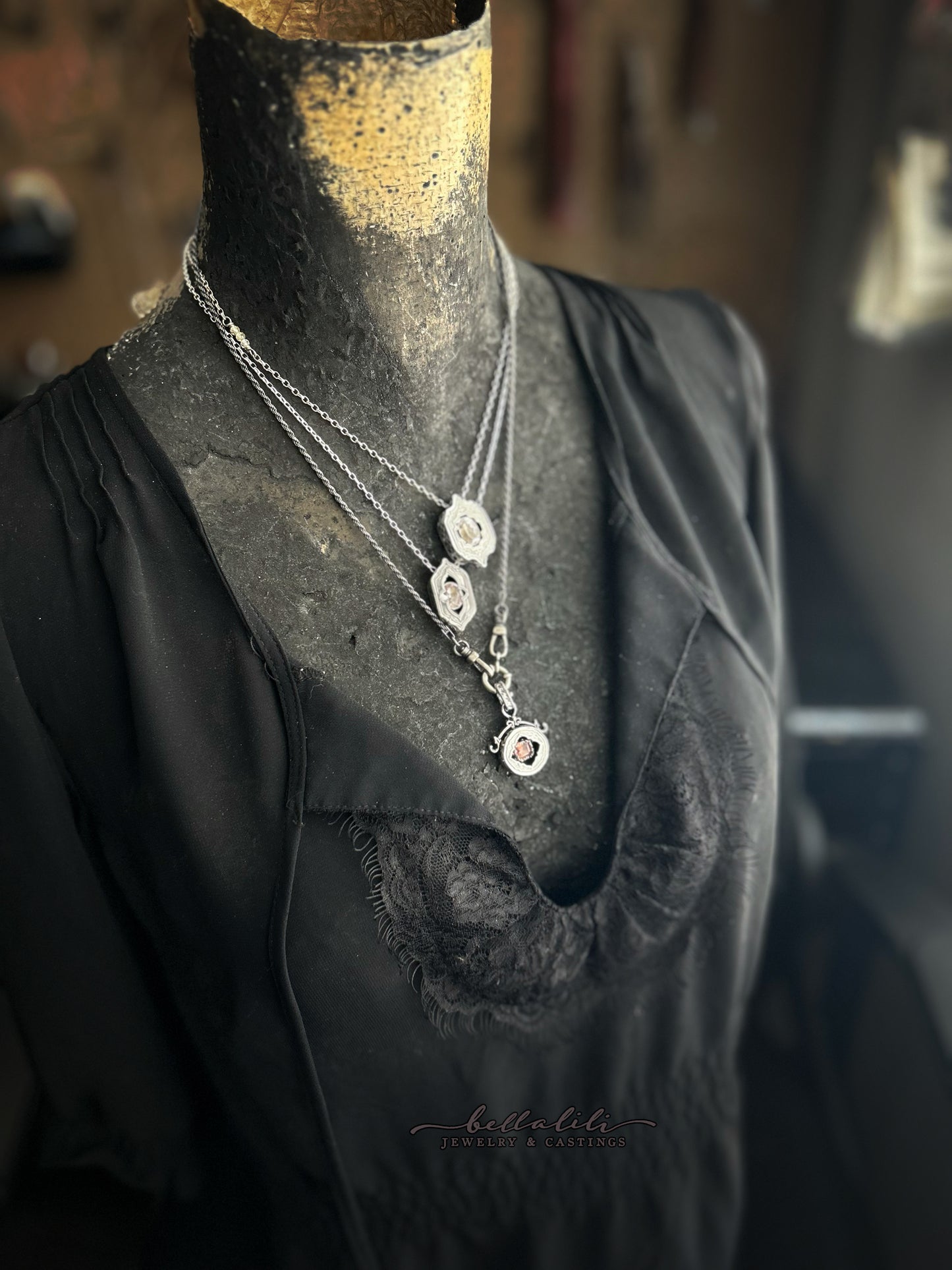 Ambry, Shadowbox No10, Morganite & Sterling Pendant