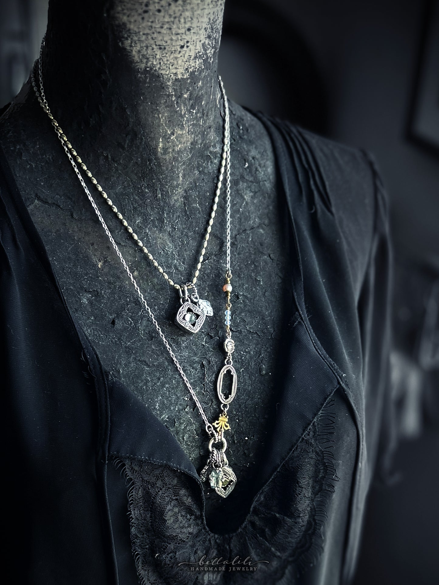 Avélys, Bat Shadowbox No3, praisolite sterling silver pendant
