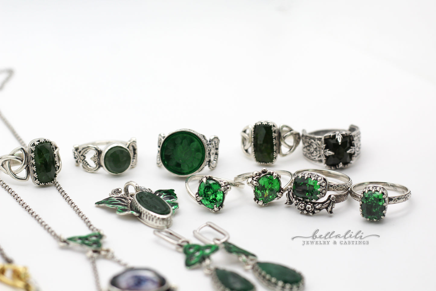 Off Kilter, Emerald Sterling Silver ring