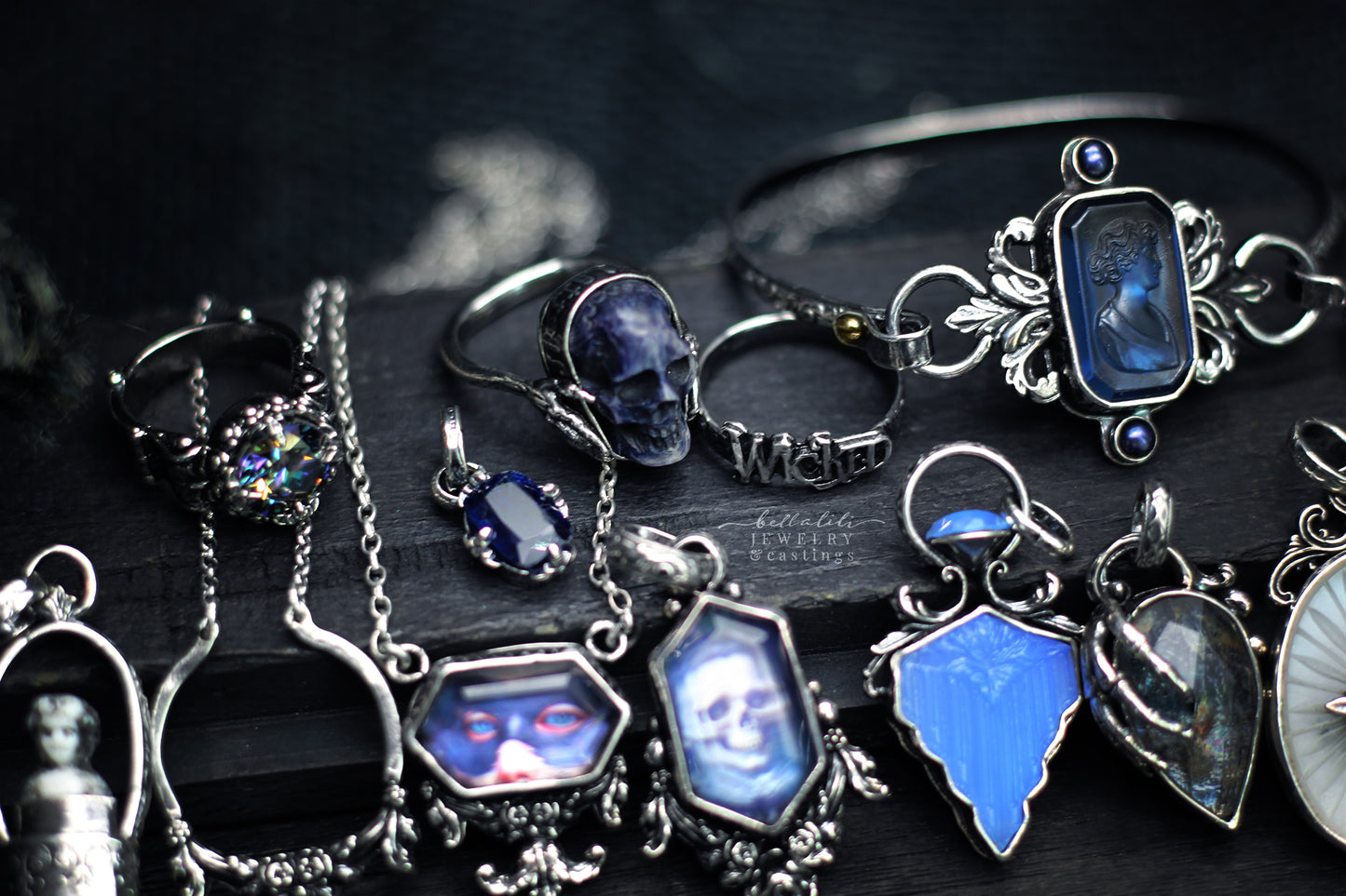 Blue Kyanite Baguette Charms in Sterling Silver