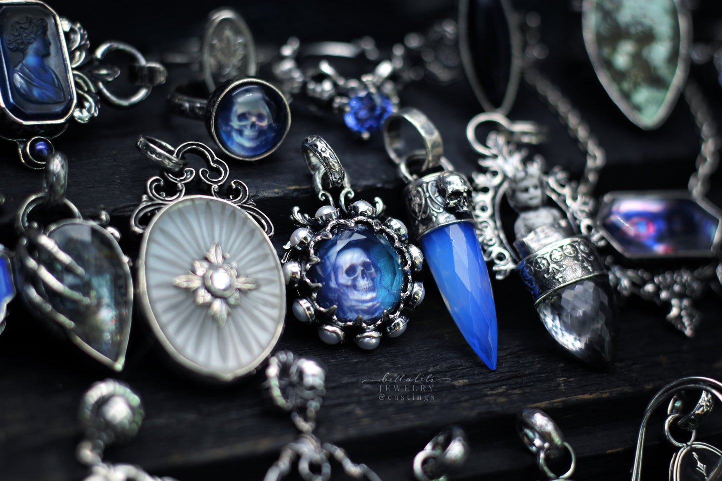 Blue Dagger Pendant, Blue Opalite Sterling Silver