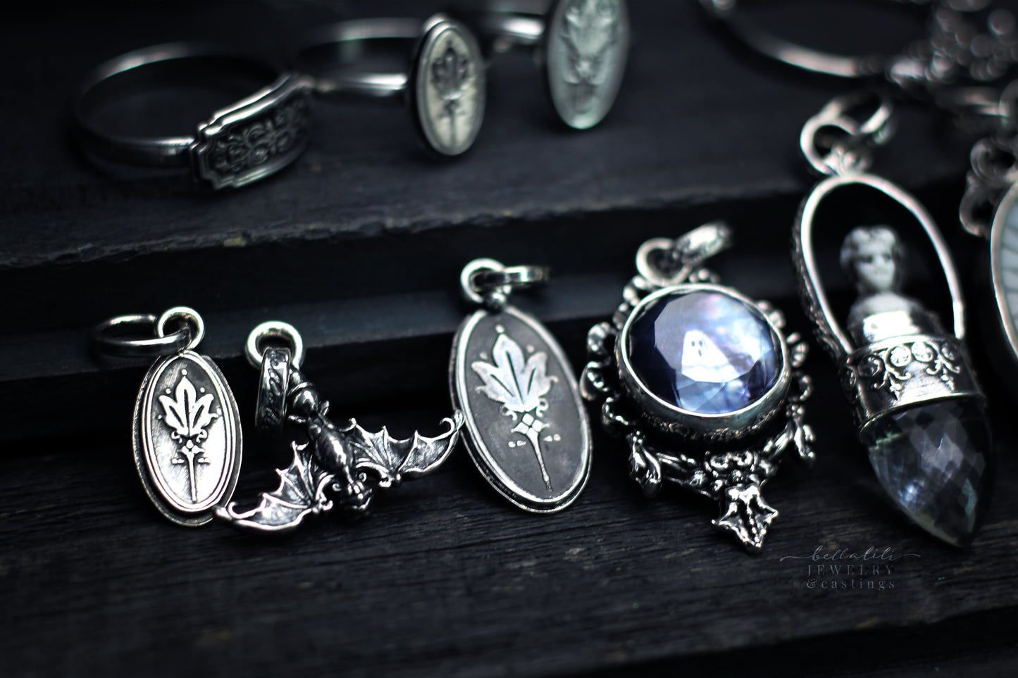 Hanging Bat Sterling Pendant