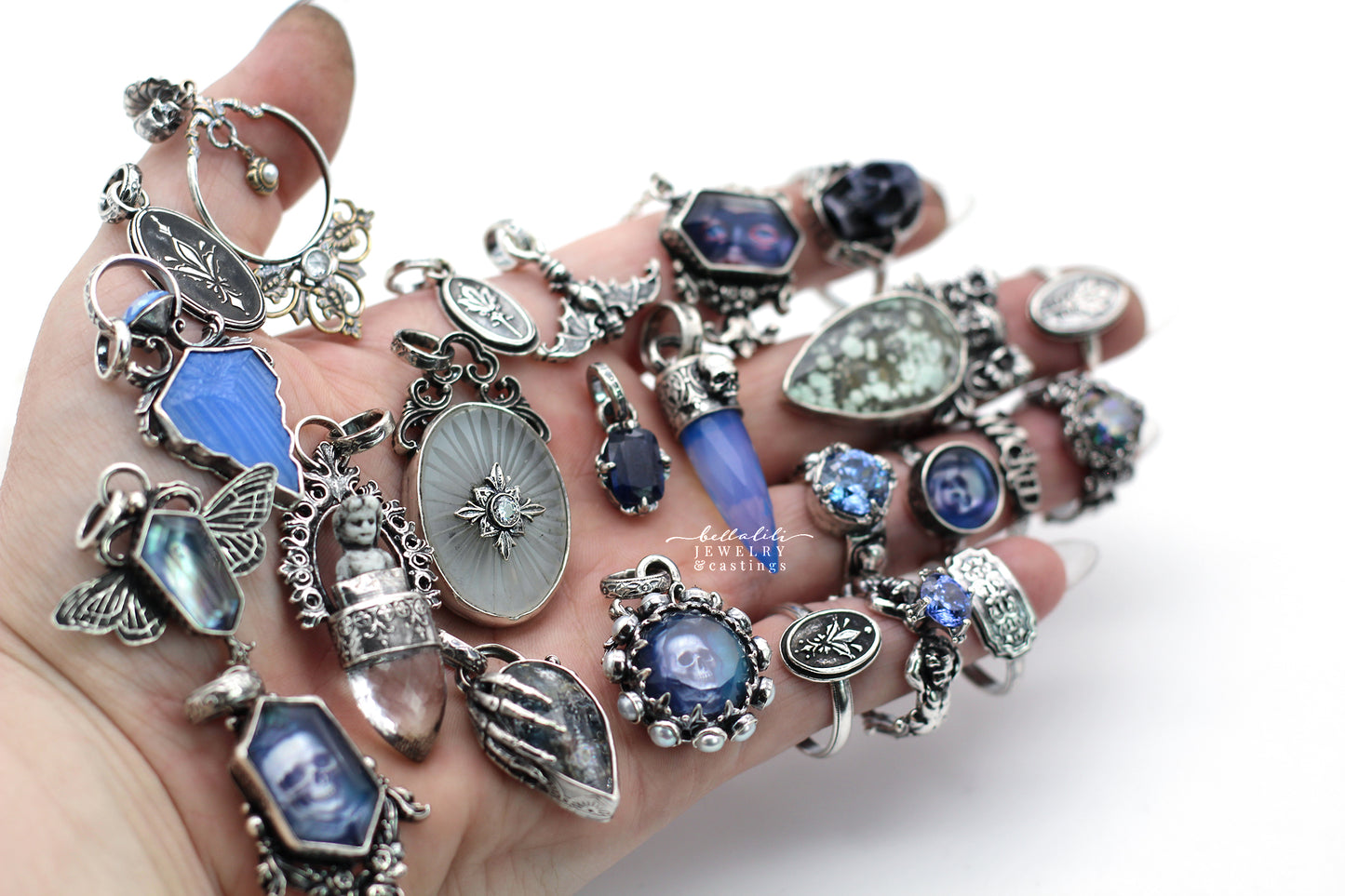 Blue Kyanite Baguette Charms in Sterling Silver
