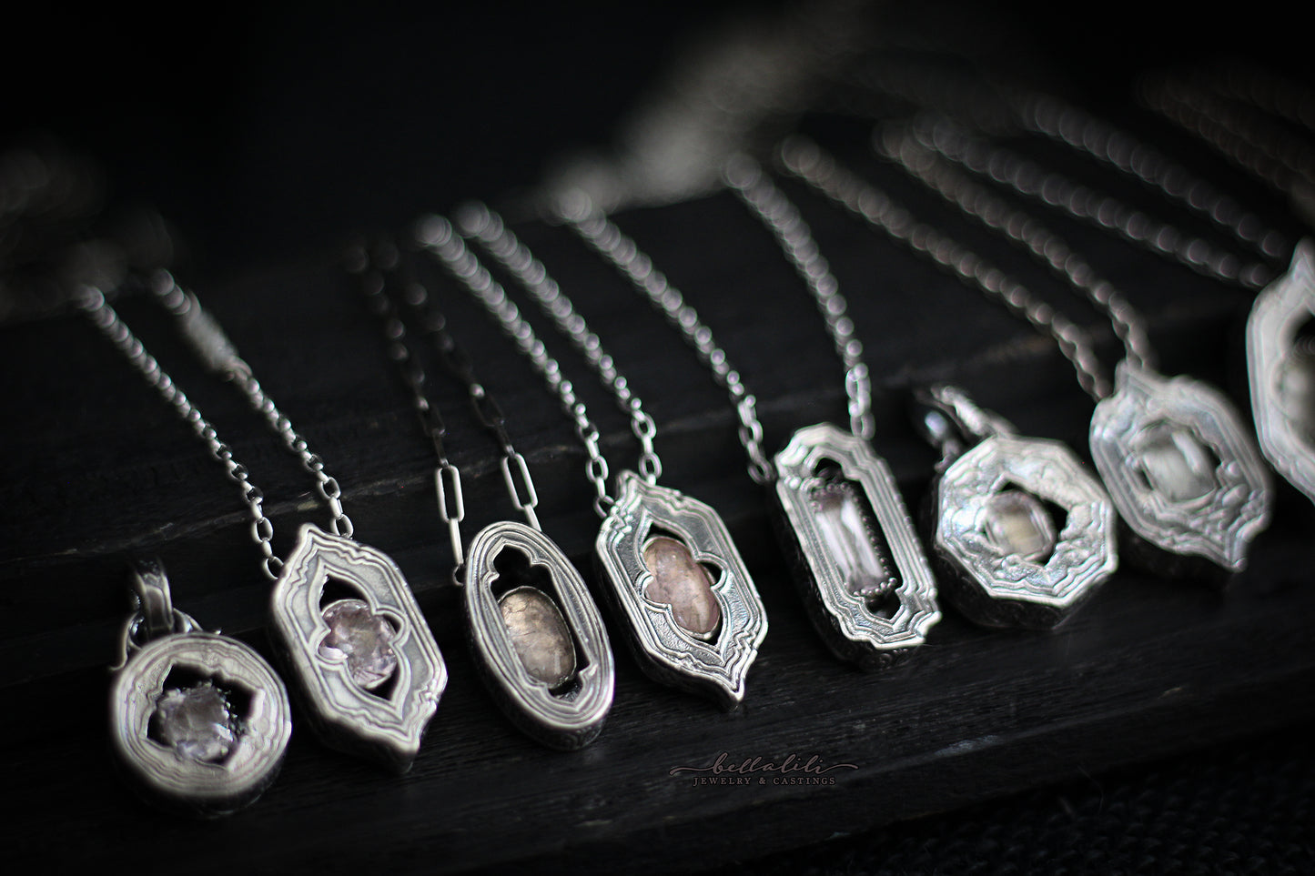Ambry, Shadowbox No10, Morganite & Sterling Pendant