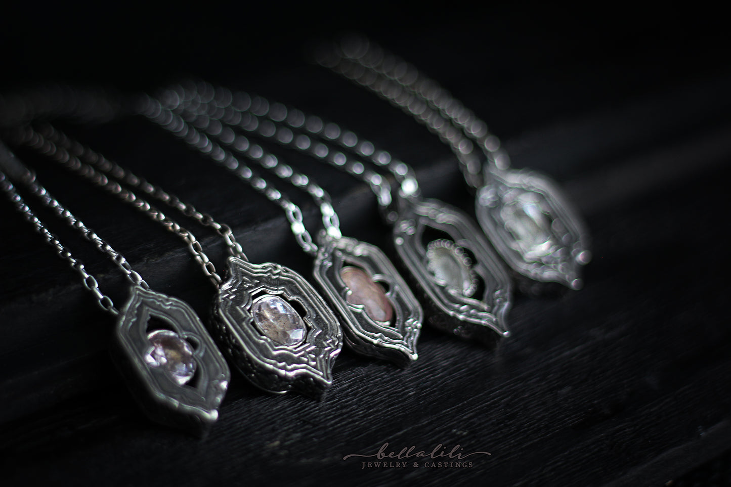 Ambry, Shadowbox No10, Morganite & Sterling Pendant