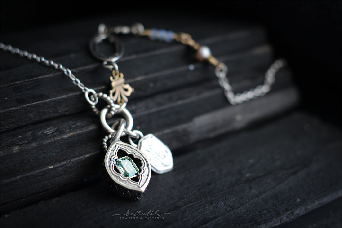 Avélys, Mini Shadowbox No4, Moissanite sterling silver pendant