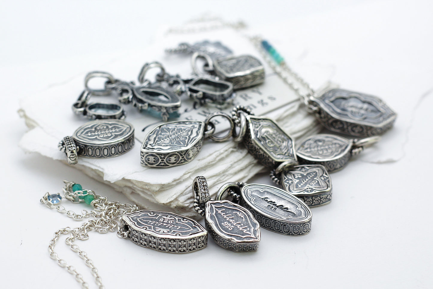 Avélys, Mini Shadowbox No9 aquamarine sterling silver pendant