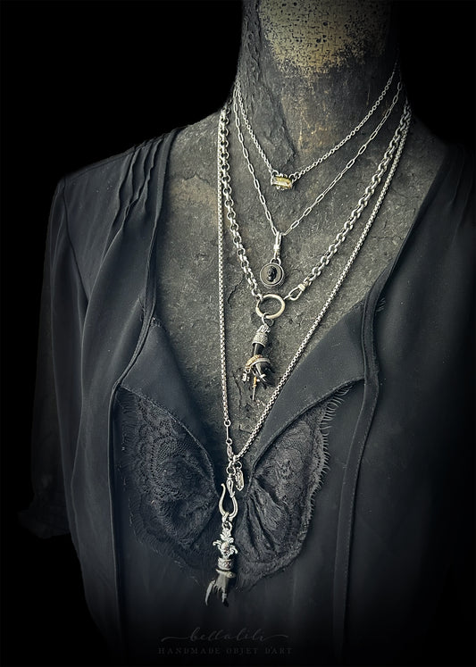 Ceredwen, Bicolor Tourmaline Baguette Necklace, Sterling Silver