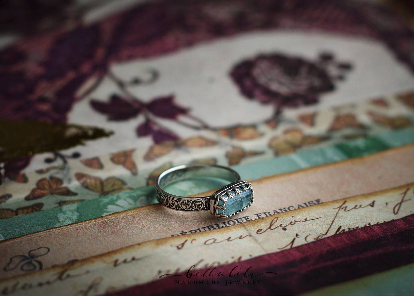 Baguette Stacker Rings, Blue Tourmaline