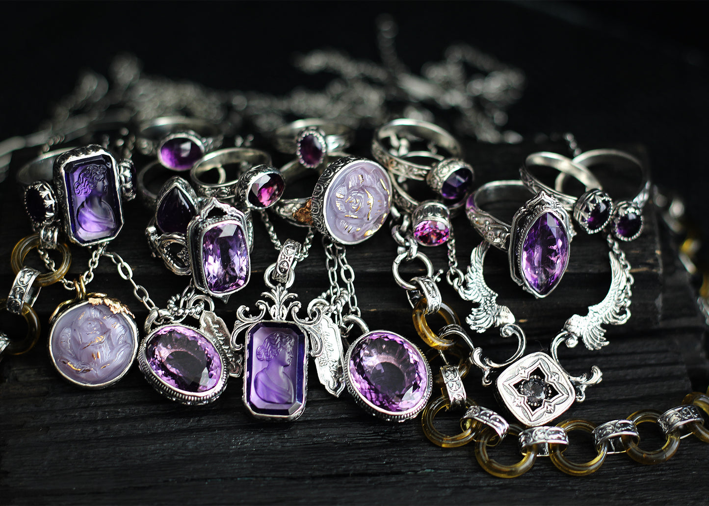 the Violet Register Stacking Rings, Sterling Silver