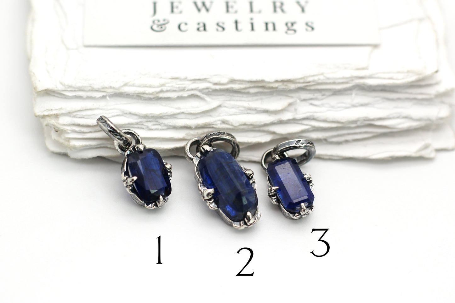 Blue Kyanite Baguette Charms in Sterling Silver