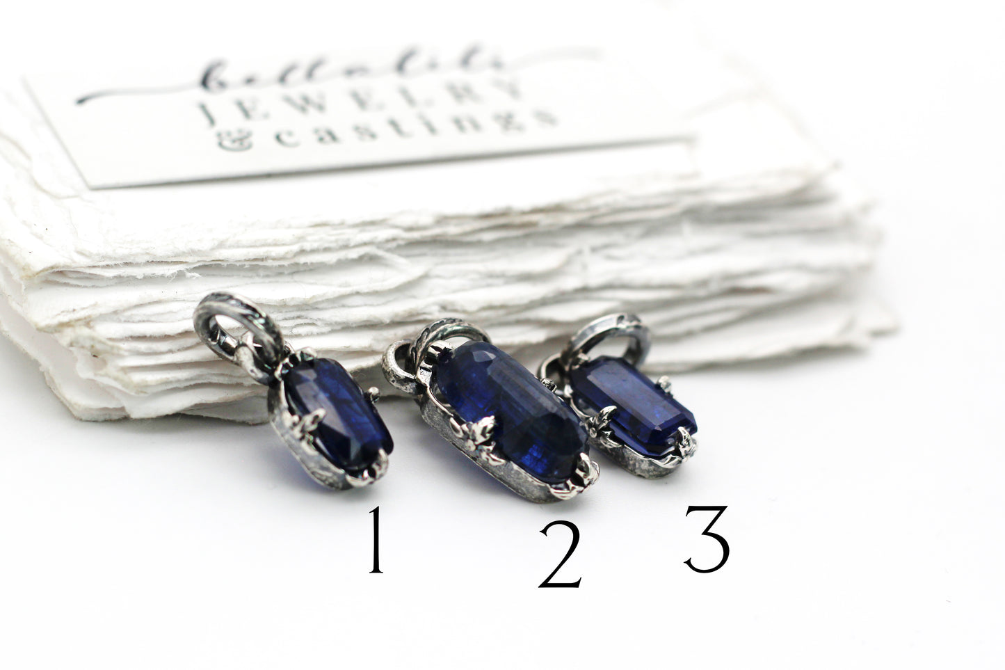 Blue Kyanite Baguette Charms in Sterling Silver