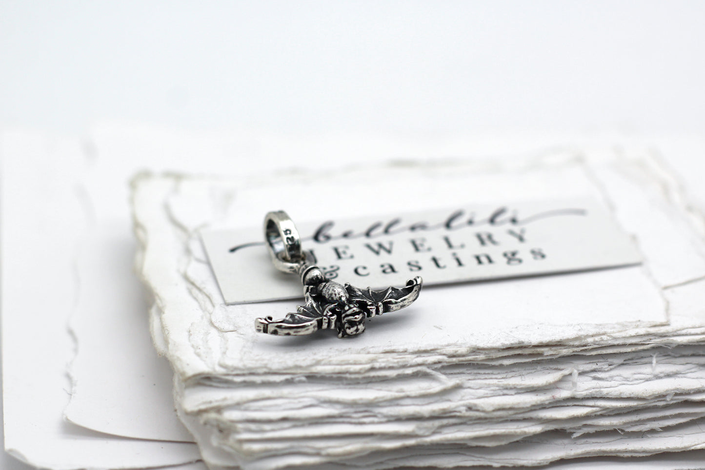 Hanging Bat Sterling Pendant