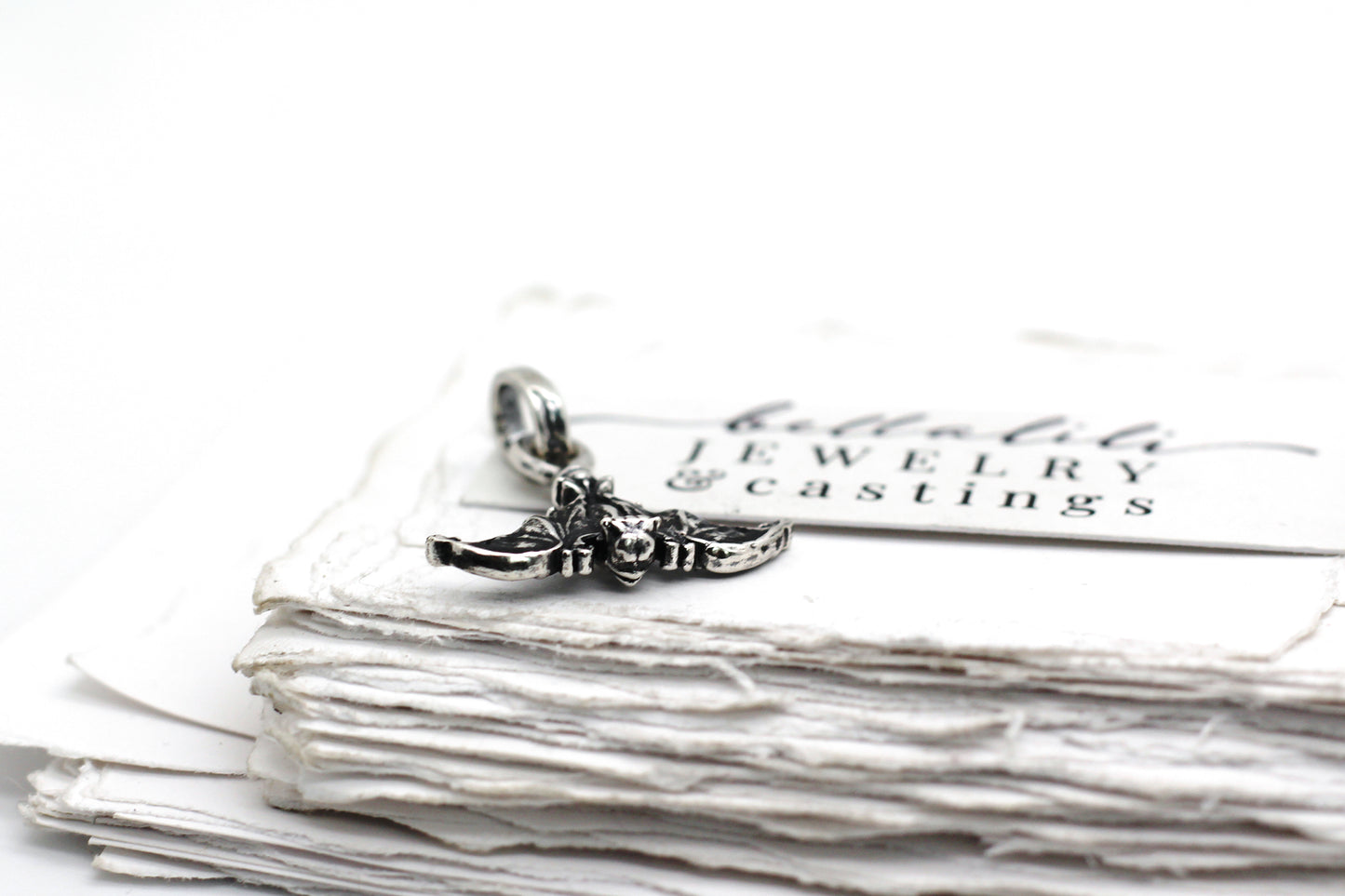 Hanging Bat Sterling Pendant