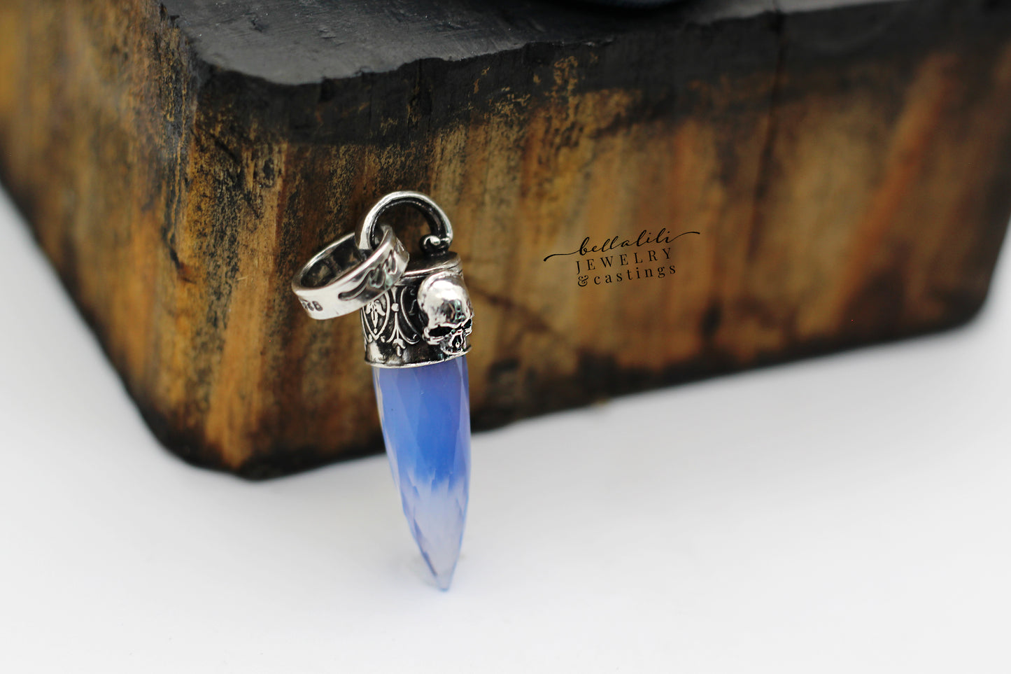 Blue Dagger Pendant, Blue Opalite Sterling Silver