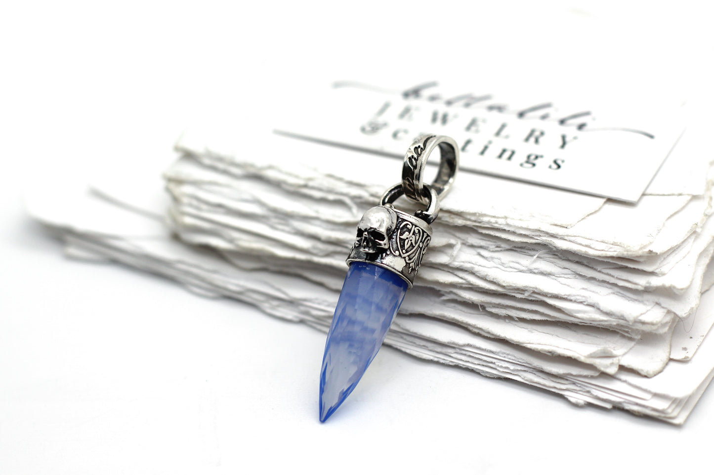 Blue Dagger Pendant, Blue Opalite Sterling Silver