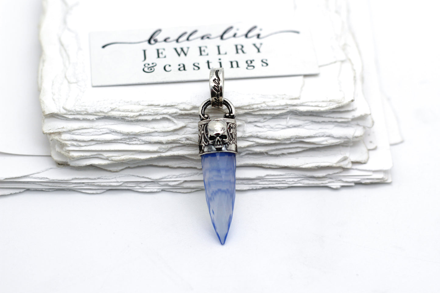 Blue Dagger Pendant, Blue Opalite Sterling Silver