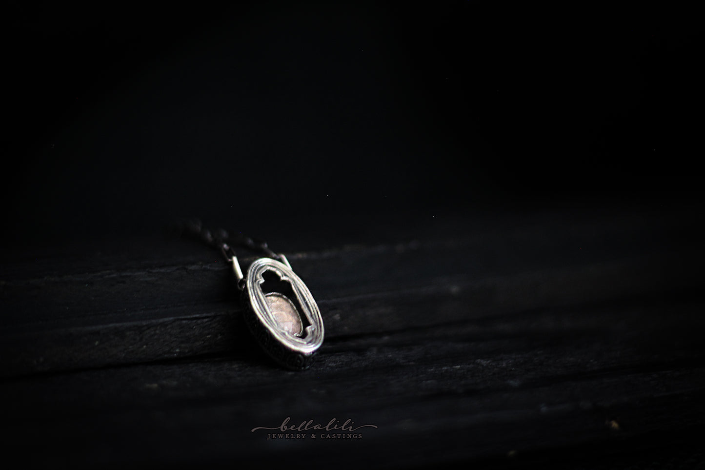 Ambry, Shadowbox No10, Morganite & Sterling Pendant