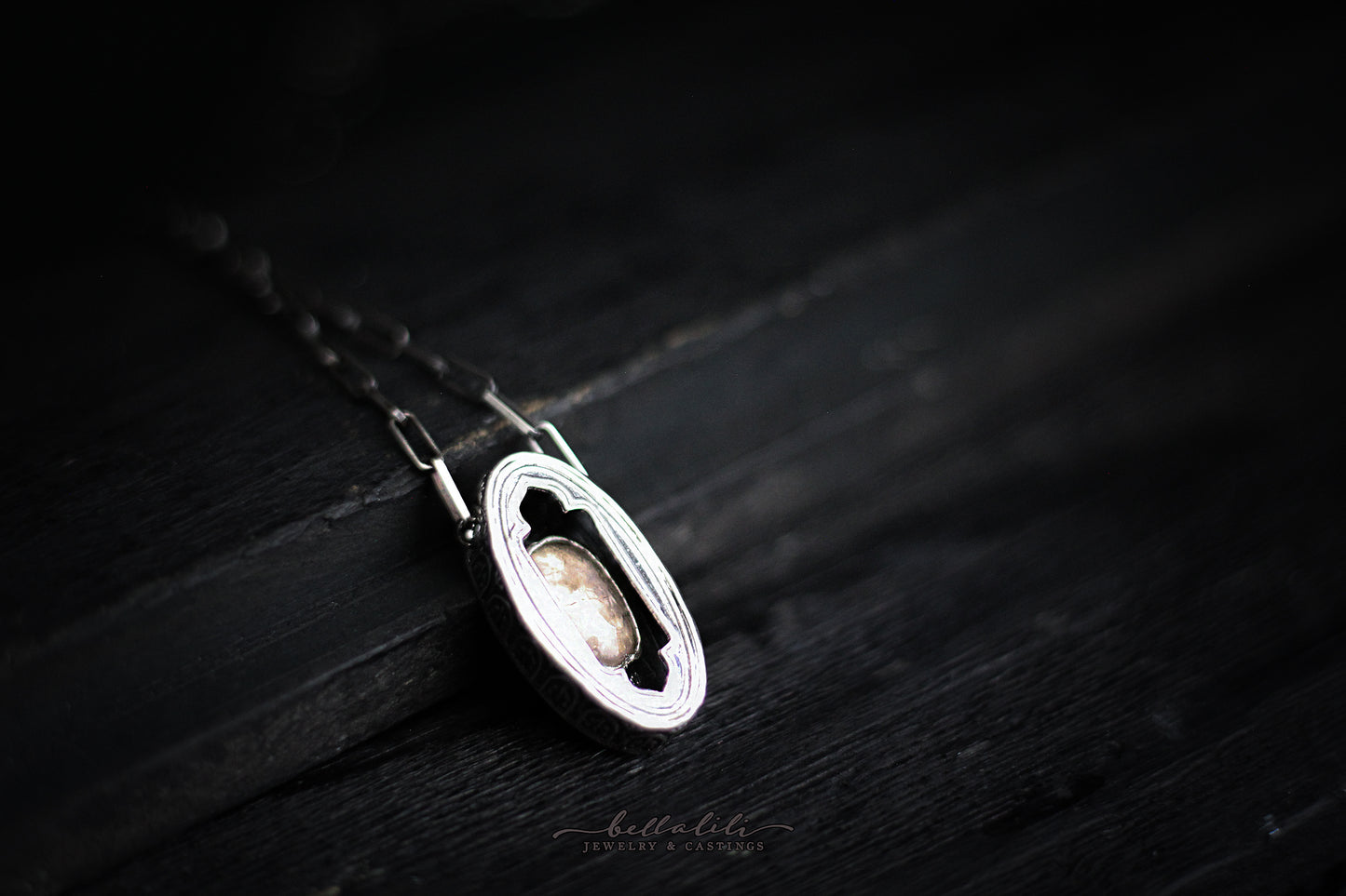 Ambry, Shadowbox No10, Morganite & Sterling Pendant