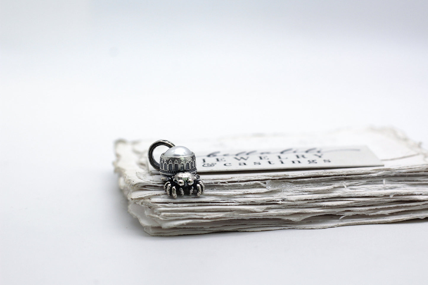 Pearl Spiderling – Sterling Silver Pendant