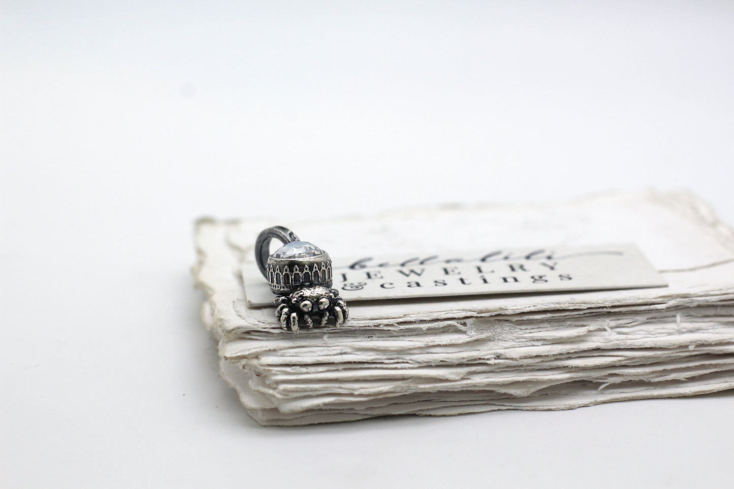 White Opal Spiderling – Sterling Silver Pendant