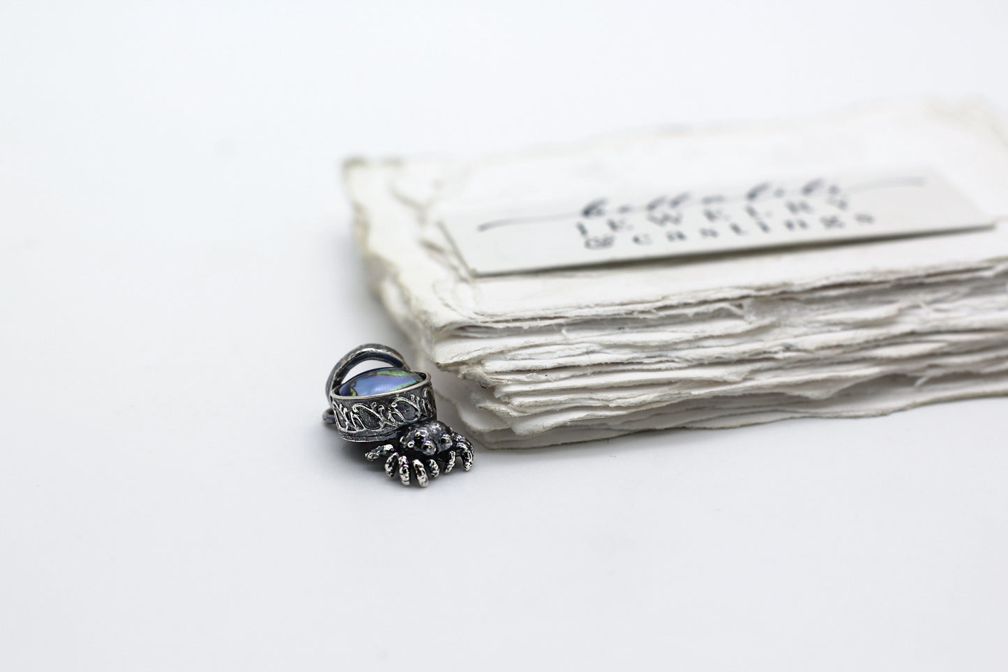 Purple Opal Spiderling – Sterling Silver Pendant