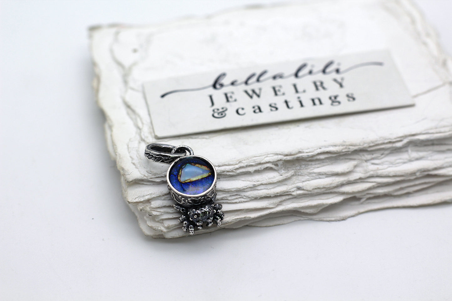 Purple Opal Spiderling – Sterling Silver Pendant