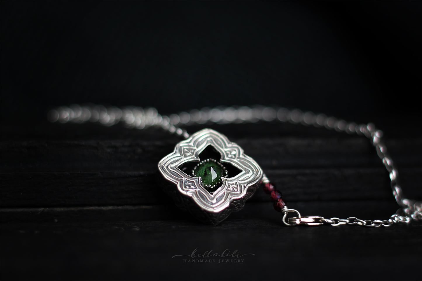 Elixirleaf, Shadowbox No2, Tourmaline & Sterling Pendant