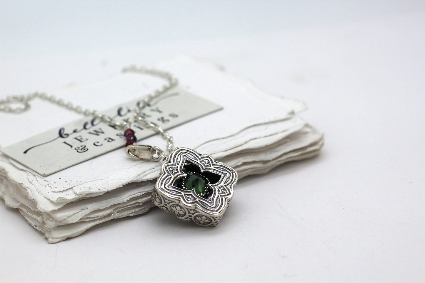 Elixirleaf, Shadowbox No2, Tourmaline & Sterling Pendant