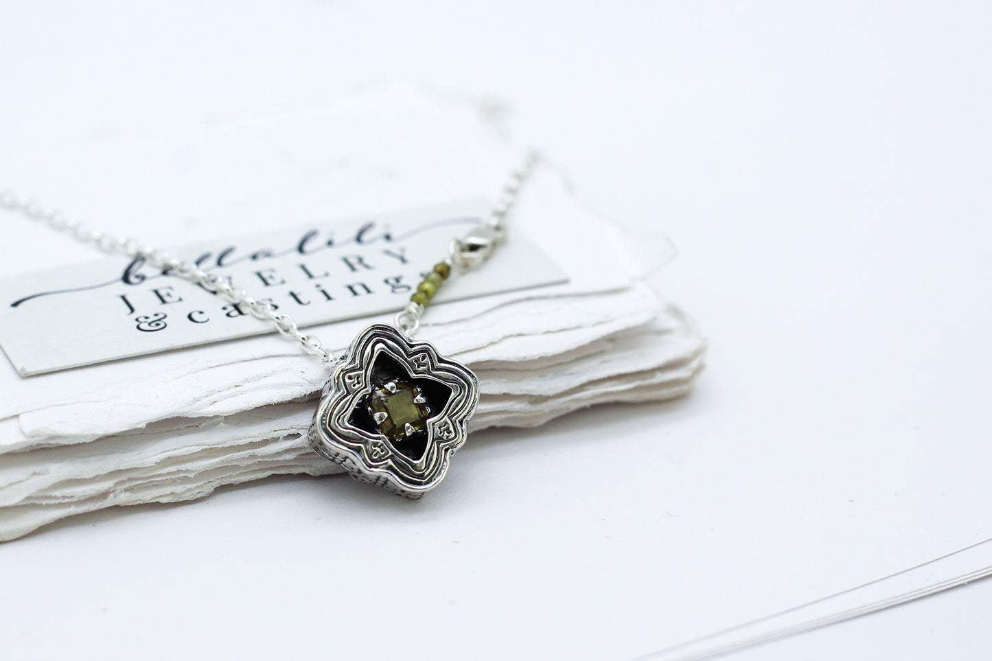Mini Elixirleaf, Shadowbox No7, Sphene & Sterling Pendant