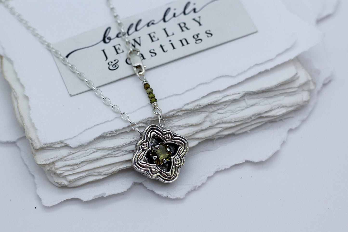 Mini Elixirleaf, Shadowbox No7, Sphene & Sterling Pendant