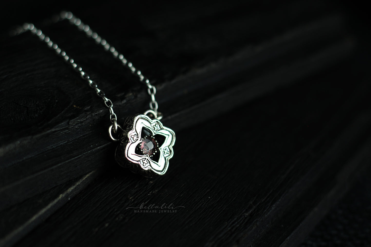 Mini Elixirleaf, Shadowbox No11, Spinel & Sterling Pendant