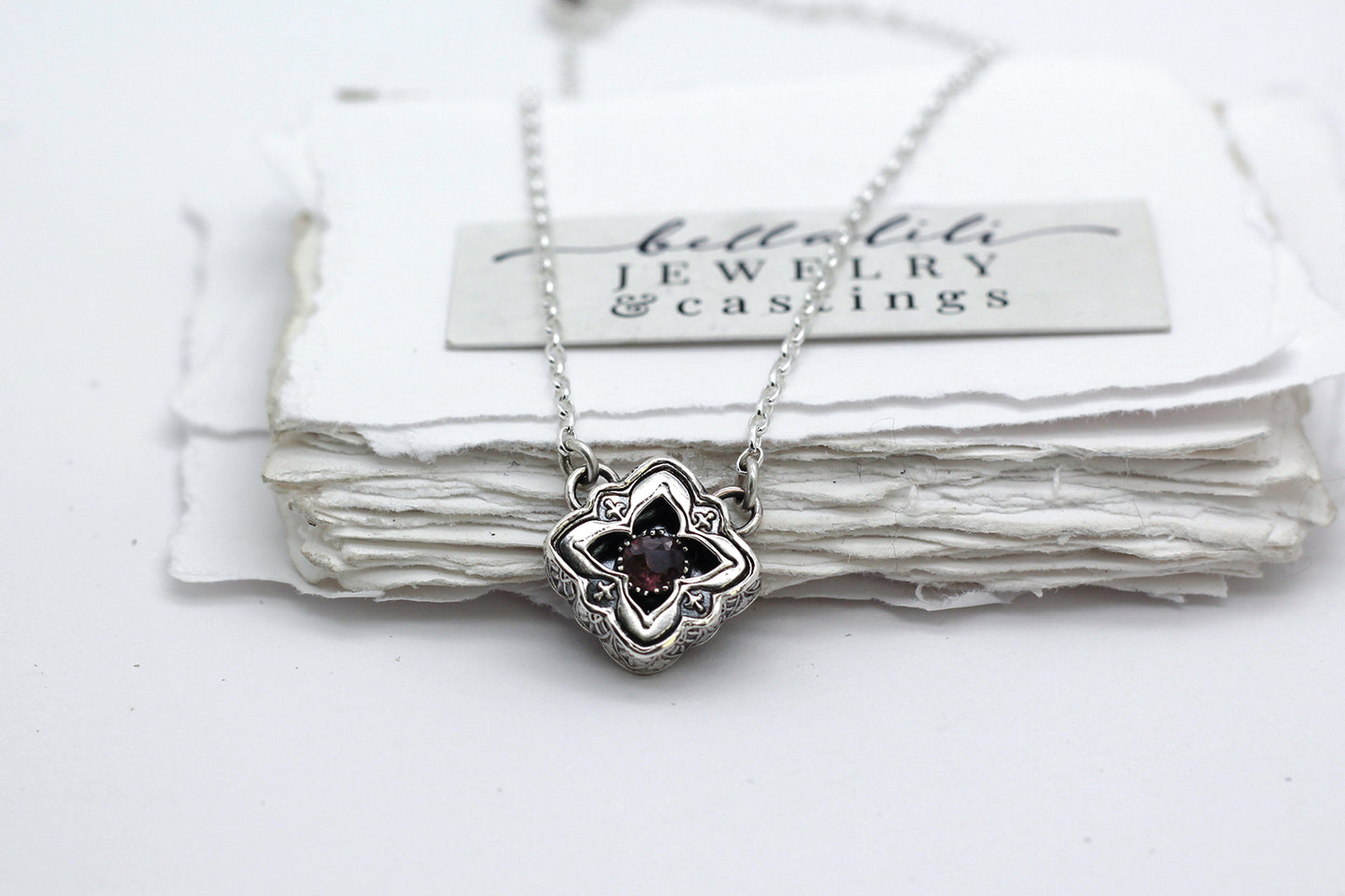 Mini Elixirleaf, Shadowbox No11, Spinel & Sterling Pendant