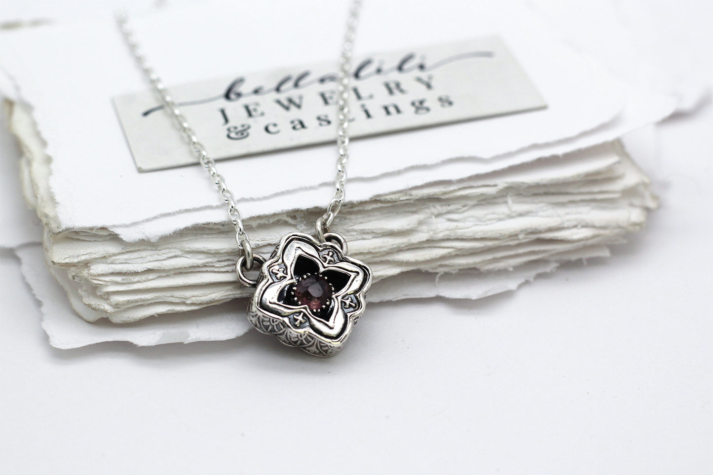 Mini Elixirleaf, Shadowbox No11, Spinel & Sterling Pendant