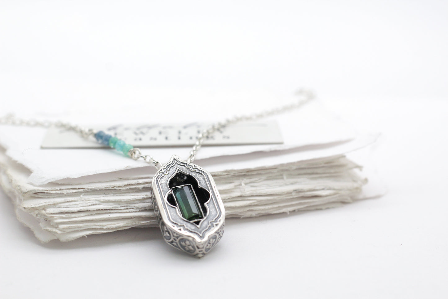Avélys, Shadowbox No7 bicolor tourmaline sterling silver pendant
