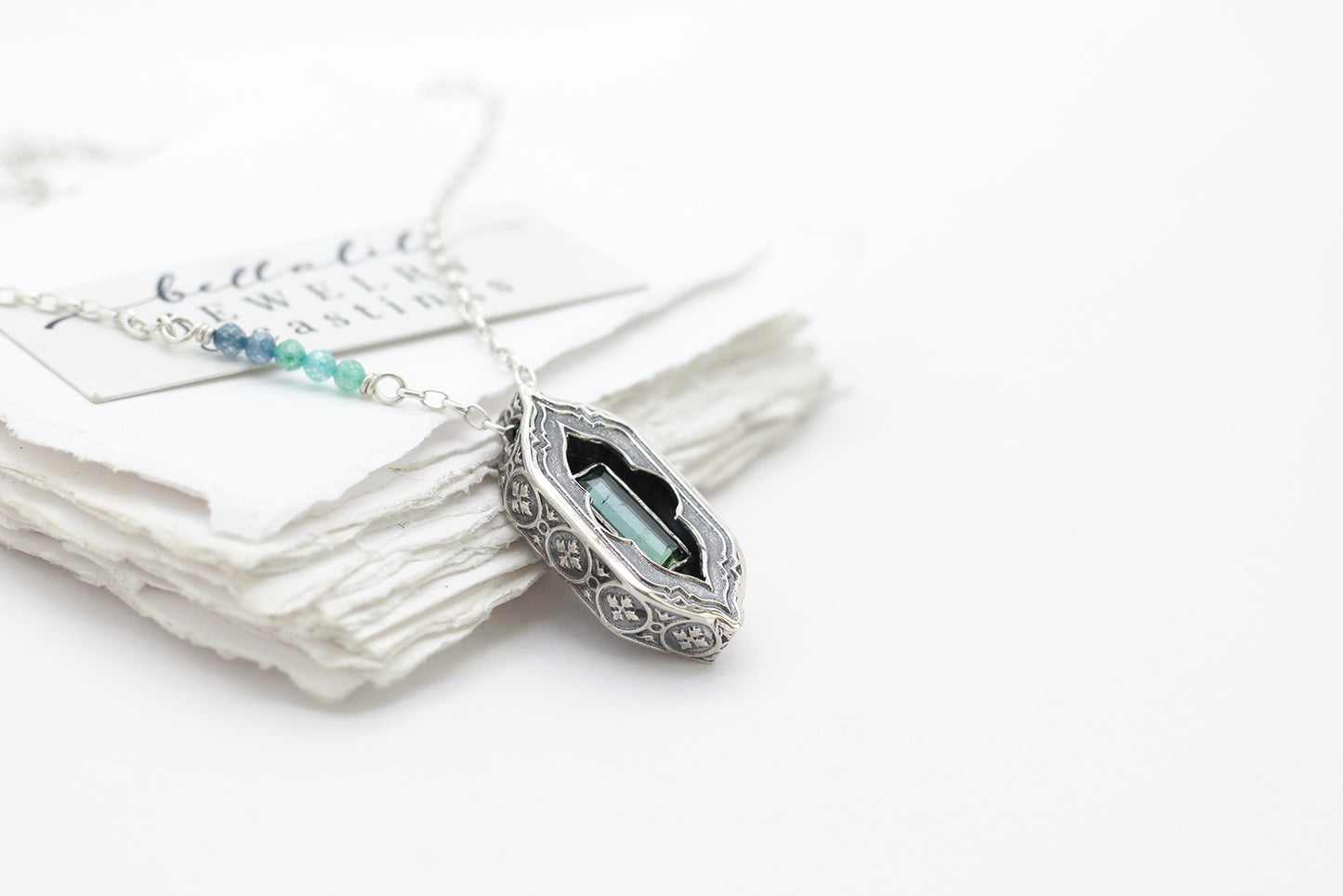 Avélys, Shadowbox No7 bicolor tourmaline sterling silver pendant