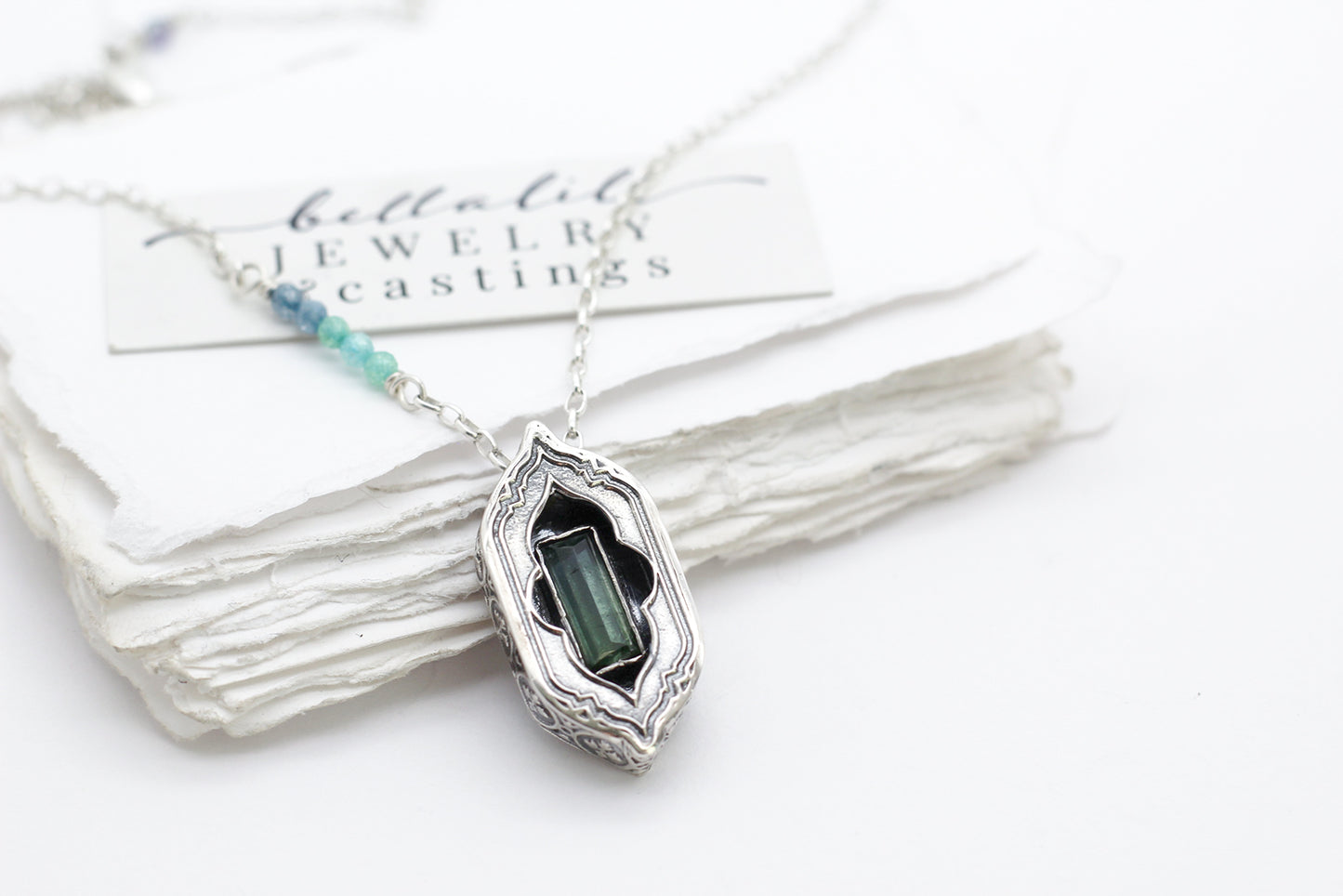 Avélys, Shadowbox No7 bicolor tourmaline sterling silver pendant