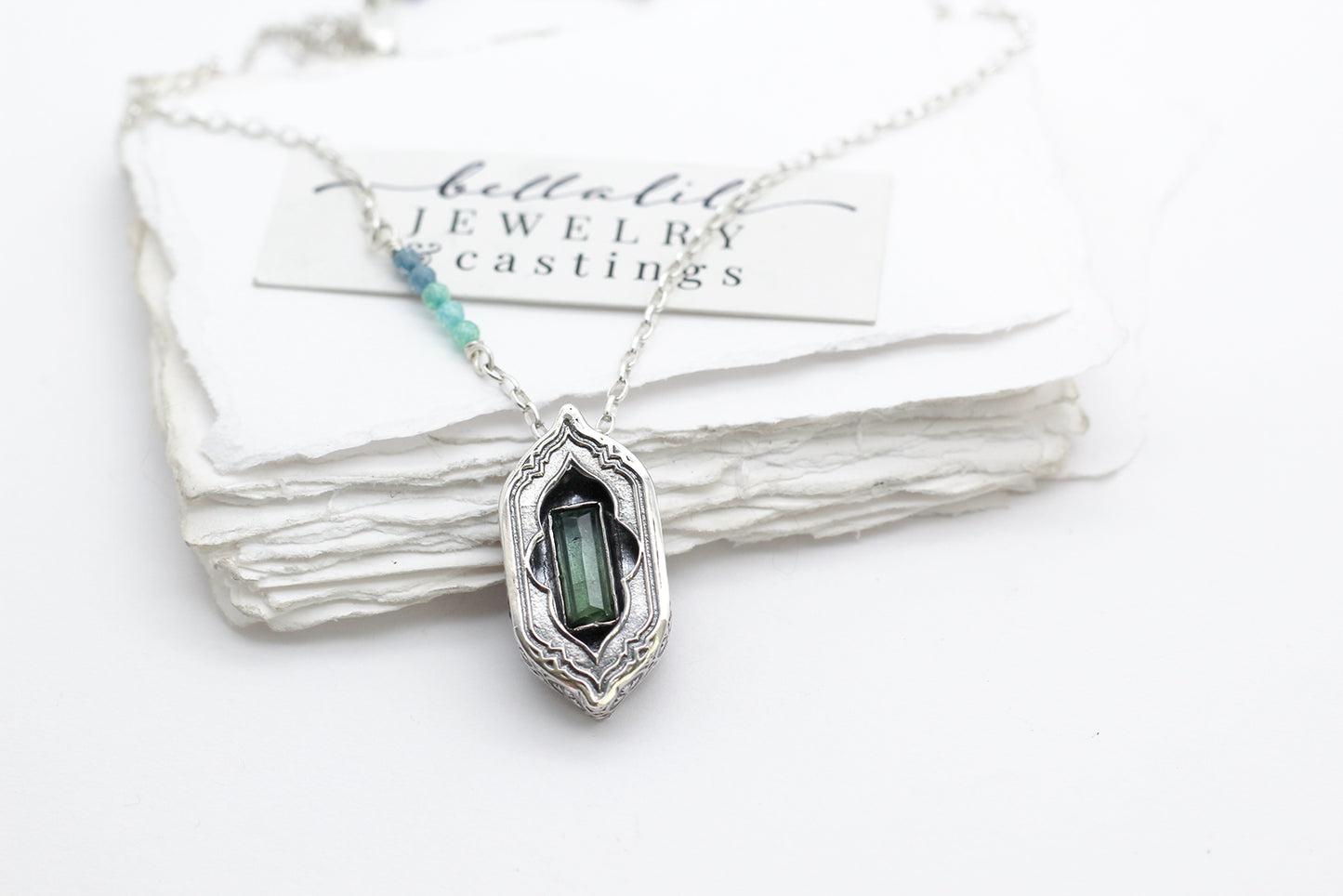 Avélys, Shadowbox No7 bicolor tourmaline sterling silver pendant