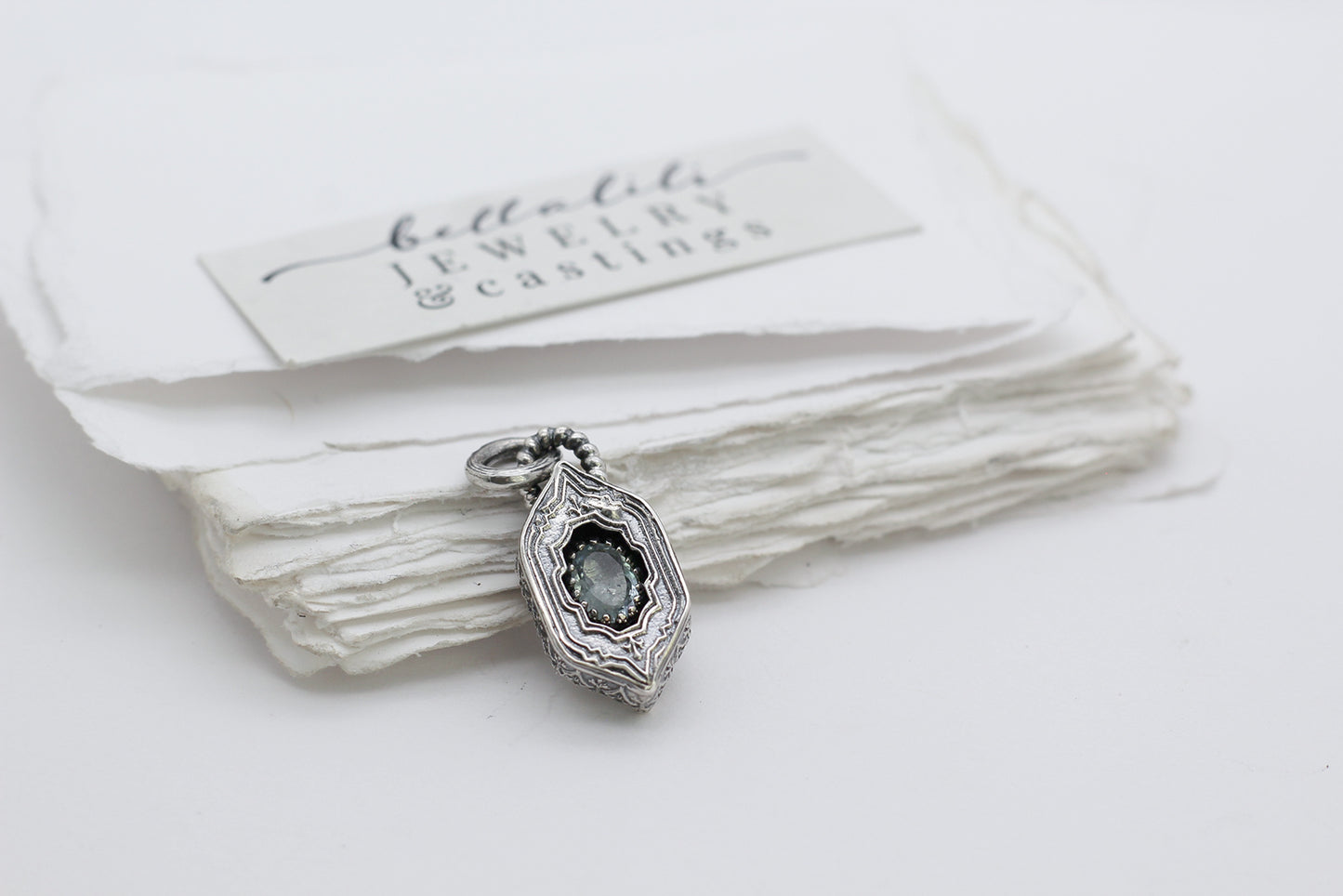 Avélys, Mini Shadowbox No8 aquamarine sterling silver pendant