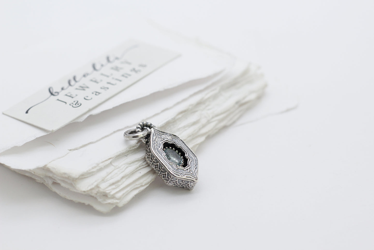 Avélys, Mini Shadowbox No8 aquamarine sterling silver pendant