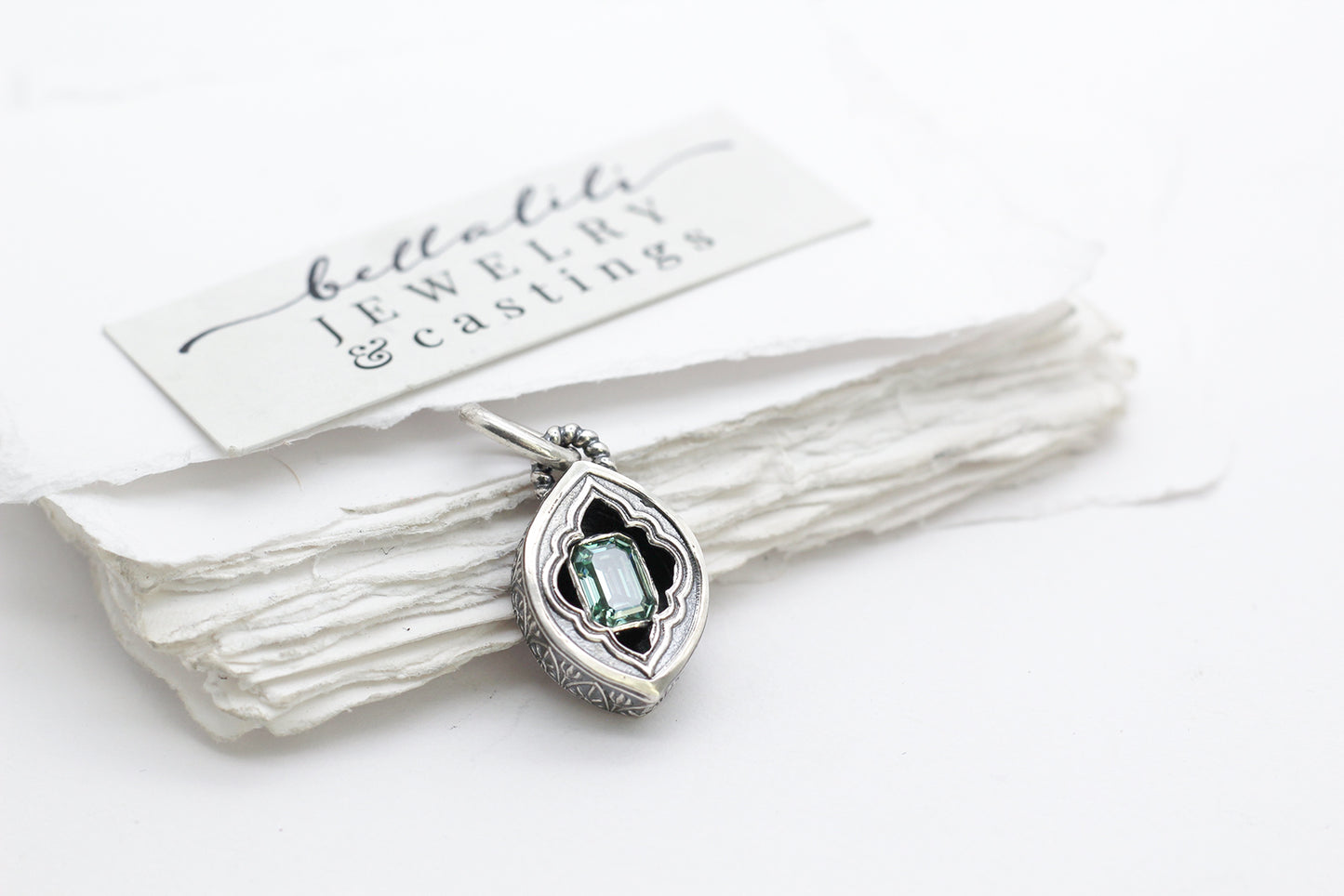 Avélys, Mini Shadowbox No4, Moissanite sterling silver pendant