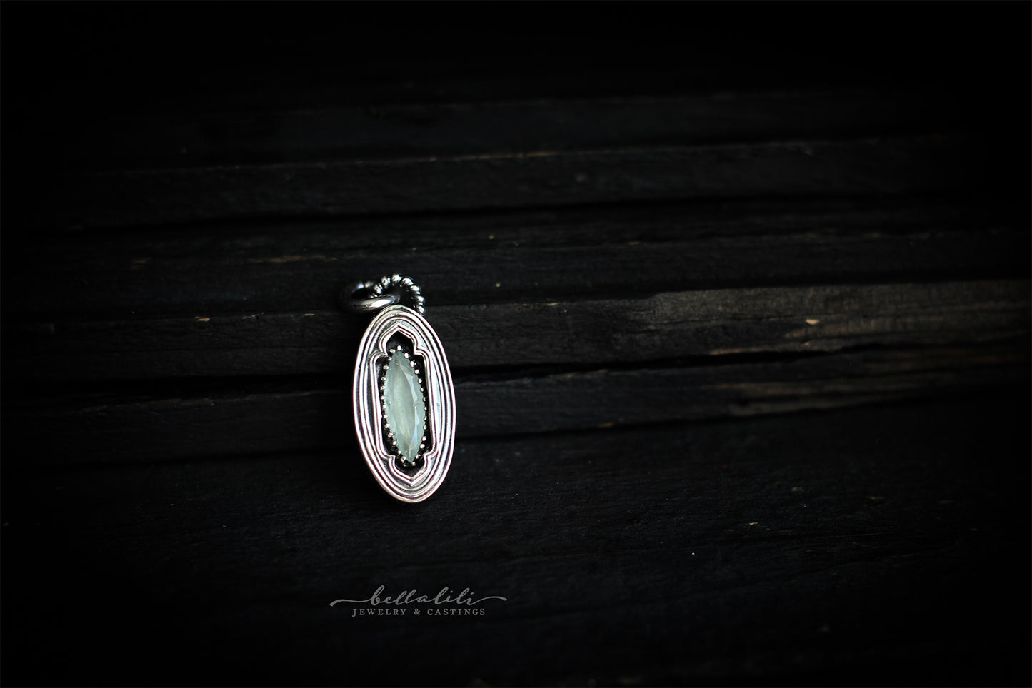 Avélys, Mini Shadowbox No10 aquamarine sterling silver pendant
