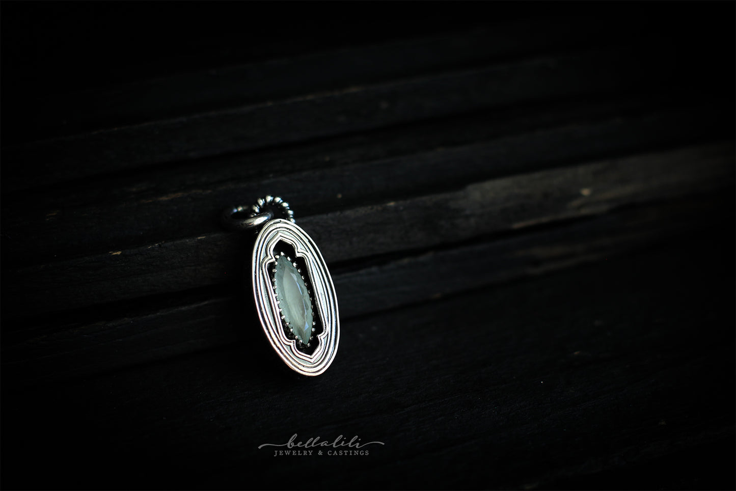 Avélys, Mini Shadowbox No10 aquamarine sterling silver pendant