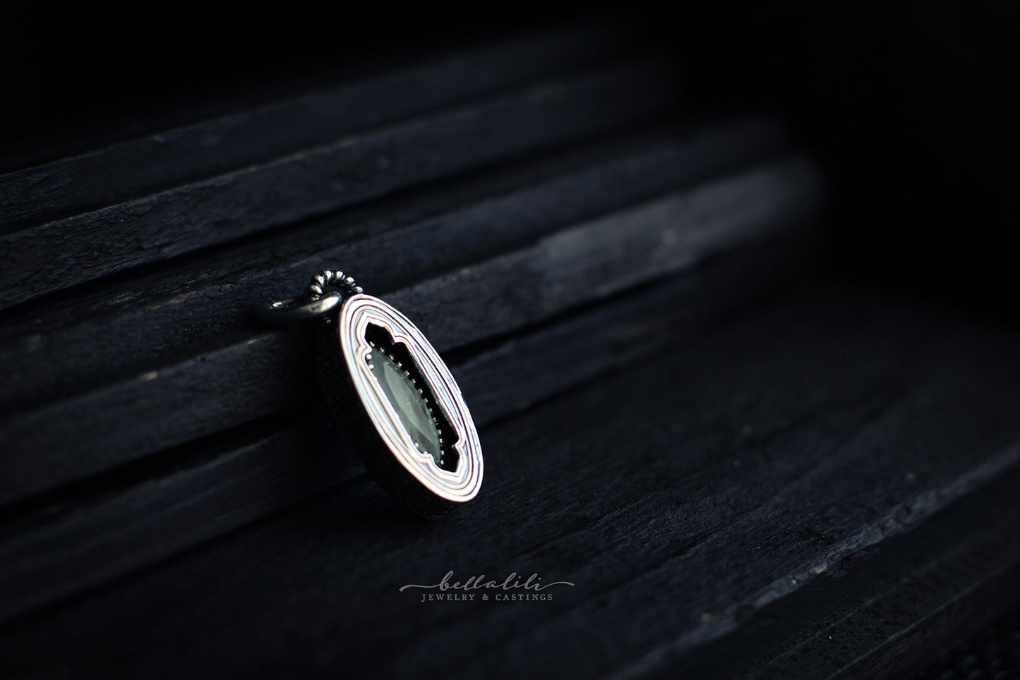 Avélys, Mini Shadowbox No10 aquamarine sterling silver pendant