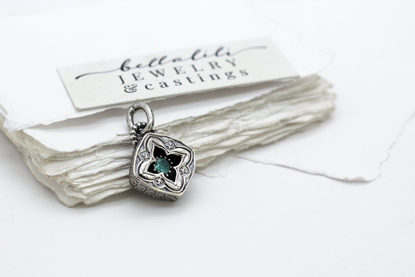 Avélys, Mini Shadowbox No2 grandidierite sterling silver pendant