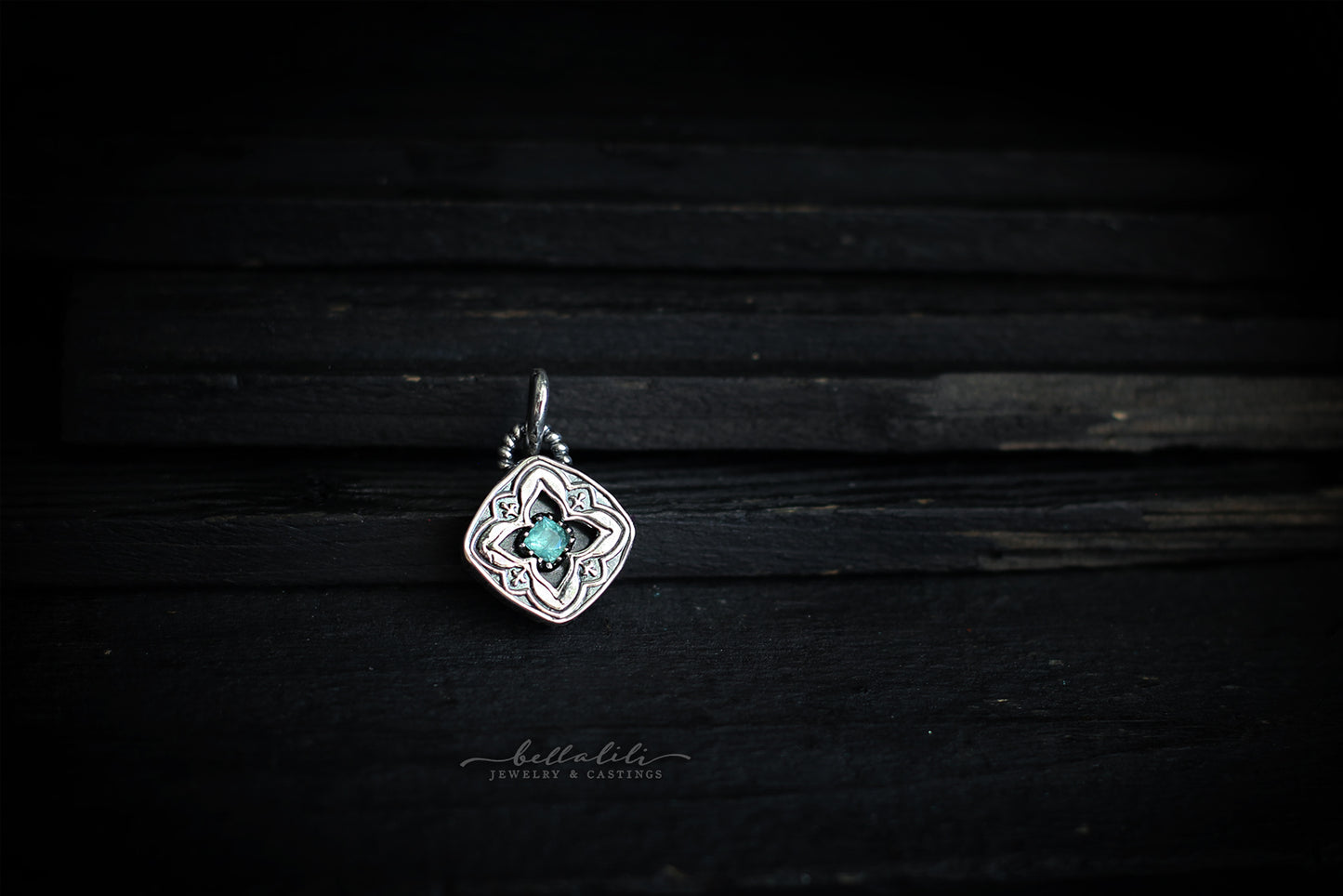 Avélys, Mini Shadowbox No2 grandidierite sterling silver pendant